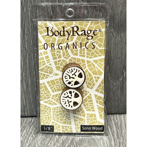 BodyRage Organics Sono Wood Tree Of Life Ear Plugs 5/8" Jewelry Gauge Pair